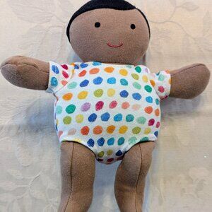 Lovevery Organic Plush Doll Lovey Tan Skin Dark Hair Montessori Toy 9” Polka Dot